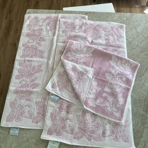 Set 3 Vintage Fieldcrest Hand Towel Pink Flowers Howard Kaplan French Country - Picture 1 of 11