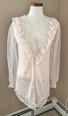 Vtg 60s Undercover Wear Nylon Lace  Lingerie Nightie Pastel Pink S - Image 1 of 4