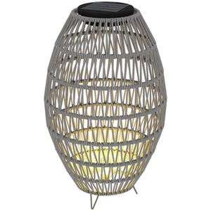 Outsunny Rattan Solar Lamp, Auto On/Off Garden Lantern, Grey - Picture 1 of 11