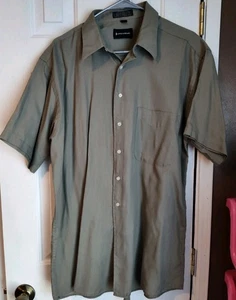 Conte di Milano Shirt Men Size 16.5 Gray Striped Short Sleeve Pockets Casual - Picture 1 of 6