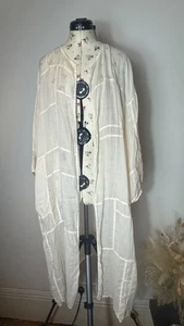 Yacco Maricard Linen Japanese Patchwork kimono in cream one size - Picture 1 of 7