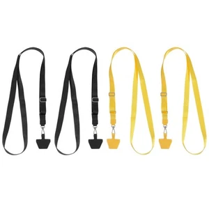 4Pcs Smart Phone Lanyard with 4 Patches, Black/Yellow (73-50cm) - Zdjęcie 1 z 6