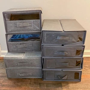 Lote de 8 organizadores de sábanas y caja plegable de almacenamiento para lino gris gran forma - Imagen 1 de 21
