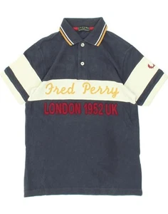 FRED PERRY Boys Graphic Polo Shirt 11-12 Years Navy Blue Colourblock AI10 - Picture 1 of 3