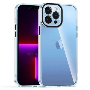 Funda híbrida transparente para iPhone 15 PLUS con botones de color + 2 vidrios templados - Imagen 1 de 12