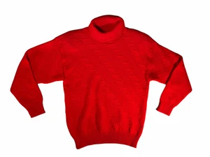 Suéter De Colección Donagain Para Mujer Medio Rojo Tejido Cuello Alto Hecho en EE. UU. - Imagen 1 de 5