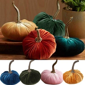1pc Handmade Velvet Pumpkin Decor Super Soft Stuffed Pumpkin Holiday Decor - Picture 1 of 33