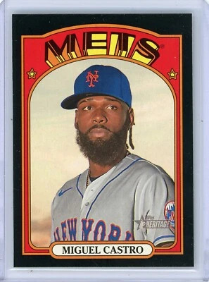 2021 Topps Heritage Miguel Castro New York Mets Black Border Parallel /50 SP - Image 1 of 2