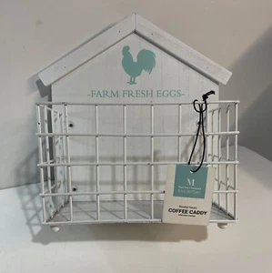 Rooster House Coffee Pod Caddy White + Blue Martha Stewart Counter or Wall Mount - Picture 1 of 3