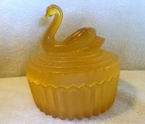 Vintage gelbe Glas Gänsekörper Pulverschale - Top Zustand - es ist alt   - Bild 1 von 8