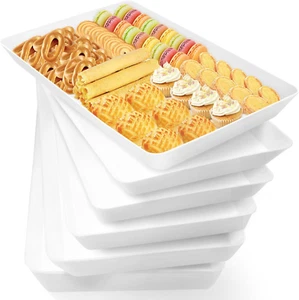 WOWBOX 6-Pack Serving Trays for Entertaining - Reusable Plastic Platters - Picture 1 of 8