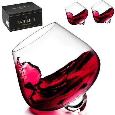 Verres à whisky rhum vin cristal rotatifs sans tige dégustation verre incliné... - Photo 1/4