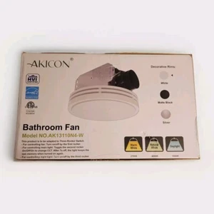 Akicon Bathroom Exhaust Fan with LED Light, 110CFM, 2.0 Sones Bathroom Fan White - Picture 1 of 7
