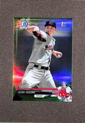 2017 Bowman Chrome #BCP150 Jason Groome 1st Bowman RC Mini Green Refractor #/99 - Image 1 of 3