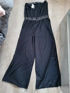 Ladies Strapless Jumpsuit Evie Size 10 Black Beaded 8115 flares - Picture 1 of 1