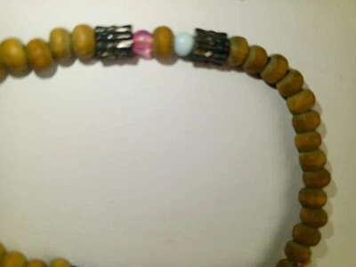 Rubber bracelet made of old wood and natural stones - Image 1 of 4
