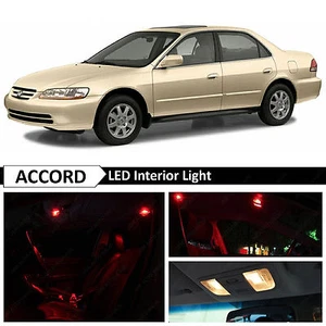 Paquete de 12 luces LED interiores rojas para Honda Accord 1998-2002 sedán - Imagen 1 de 9