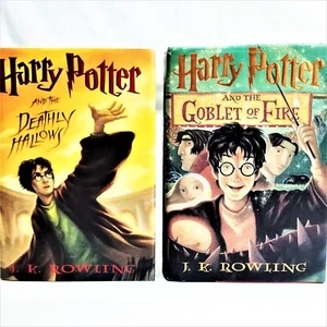 *2* LOT 1st EDITIONS 1st PRINTING HARRY POTTER GOBLET OF FIRE & DEATHLY HALLOWS  - Picture 1 of 12