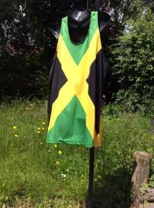 NEW ARRIVAL...JAMAICAN FLAG PRINT SATIN VEST.... SIZE....L - Picture 1 of 2