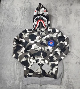 WGM Bape Shark Hoodie Camo Size XL Double Zipper Full Zip Glow In Dark Patches - Picture 1 of 20