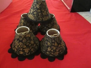 Juego de 5 pantallas de lámpara pequeñas negras y doradas con clip de campana de 4" - Imagen 1 de 11