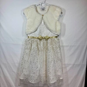Jona Michelle Dress & Bolero Set Party Special Occasion Gold White Size 10 - Picture 1 of 13
