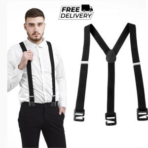 Men's Suspenders Big & Tall - Black Suspenders for Jeans, Pants, Seniors - Picture 1 of 7