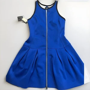 Vestido de Buceo WILFRED ARITZIA Wesson Azul Índigo Salvaje Cremallera Frontal Plisado 8 D318 - Imagen 1 de 6