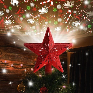 Christmas Tree Topper Lighted with 6 Projection Pattern -Star Tree Topper Built- - Picture 1 of 7