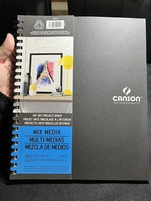 Papel de mídia mista Canson, almofada com fio, 9”x12”, 30 folhas, 138 lb - Imagem 1 de 4