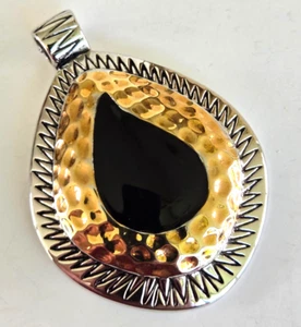 Lia Sophia Sundance Black Enamel Two Tone Pendant 2-3/16" - Picture 1 of 3