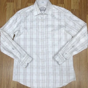 BUGATCHI SHAPED FIT 100% COTTON SHIRT WHITE & LINEN Sz MEDIUM, M - Picture 1 of 4