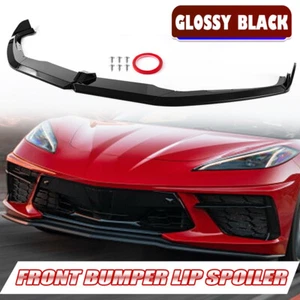 Parachoques delantero divisor de labios negro carbono para Chevy Corvette C8 ZR1 estilo 2020-23 - Imagen 1 de 10
