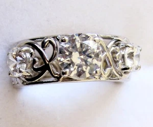 Made With Swarovski Zirconia, Lacy Band Ring/ sz 7 / 925 Sterling Silver, 4cts - Picture 1 of 5