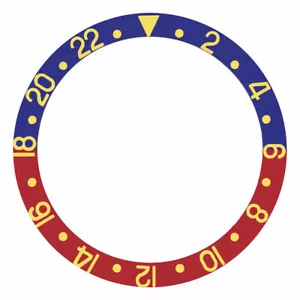 GMT Lünetteneinsatz für Rolex GMT Master I 1670, 1675, 16750 Blau/Rotgold Schrift - Bild 1 von 3