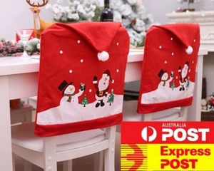 Christmas Decor Chair Cover Xmas Santa Claus Snowman Party Dining Chair Cover - Picture 1 of 7