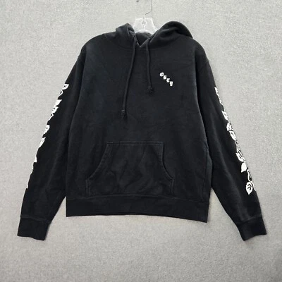 Obey Women Sweatshirt Large Black Hoodie Logo Floral Long Sleeve READ - Image 1 of 4
