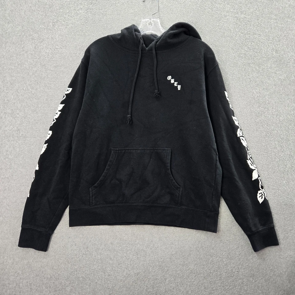 Obey 女式运动衫大号黑色连帽衫标志花卉长袖阅读 — 第 1/4 张图片