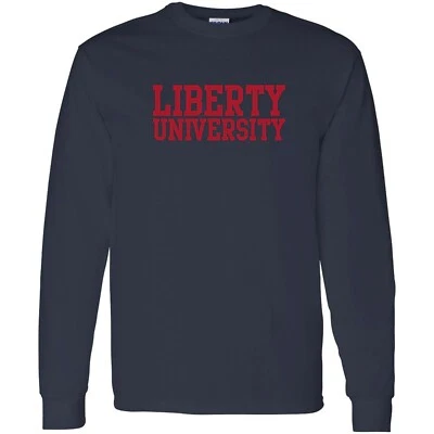 Liberty University Flames Basic Block Long Sleeve T-Shirt - Navy - Image 1 of 4
