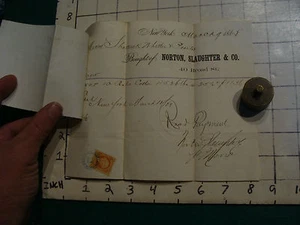 vintage Receipt w stamp: 1868 2 papers, NORTON SLAUGHTER & CO.  - Picture 1 of 2