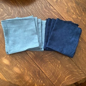 Two Sets Of Four - Brocade Dinner Napkins - Navy & Light Blue - Picture 1 of 3