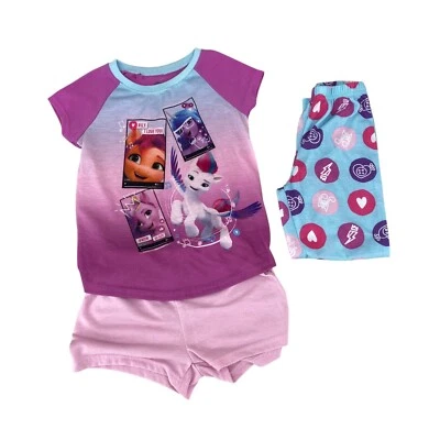 My Little Pony Girls 3 piece Pajama Set Shirt Shorts & Pants Size Small 6 - 6X - Image 1 of 4