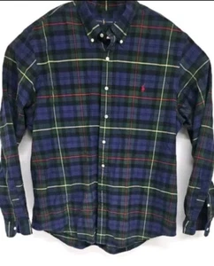 Ralph Lauren Mens Green Blue Plaid Classic Long Sleeve Dress Shirt Red Pony 2XL - Picture 1 of 10