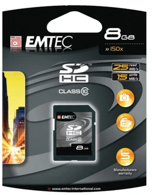 EMTEC 8GB SDHC Class 10 Memory Card EKMSD8G150XHC (NEW, UNOPENED) - Image 1 of 2