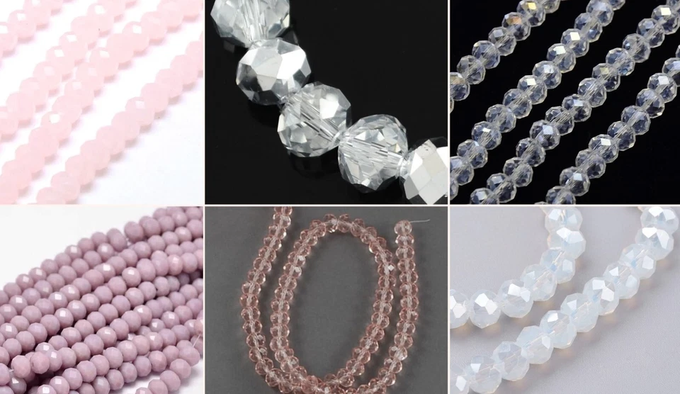 6x4mm Glasschliffperlen 90-95St. Fädelloch 1mm Glass Beads rose klar silber - Bild 1 von 1