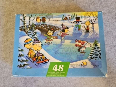 Peanuts Snoopy's Skating Party Christmas Happy Holidays Puzzle 48 Piece Hallmark - Image 1 of 4