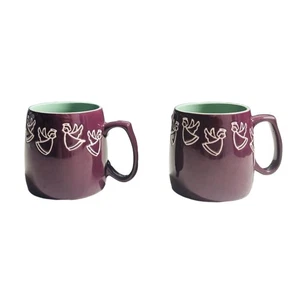 Favoloso Home Set di 2 Tazze 18oz Viola Angelo Goffrato Vacanze Natale Caffè - Foto 1 di 9