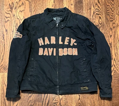 Harley Davidson Becher Garage Jacket Large Black Motorcycle Biker 98569-16VM - Image 1 of 4
