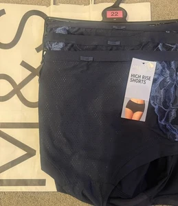 Paquete de 3 pantalones cortos de tiro alto de encaje azul marino talla 22 M&S BNWT NUEVOS CON ETIQUETAS - Imagen 1 de 5