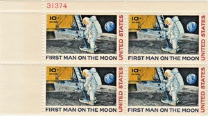 SCOTT # C-76 1969 FIRST MAN ON THE MOON PLATE BLOCK MNH VINTAGE FREE SHIPPING - Picture 1 of 1